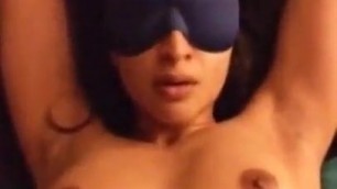 Blindfolded cuckold wife