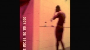 Awesome black guys caught in gym showers