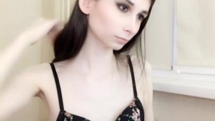 Skinny pale goth trap on cam