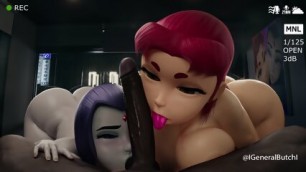 Raven & Starfire BBC Blowjob (Animation W/Sound)